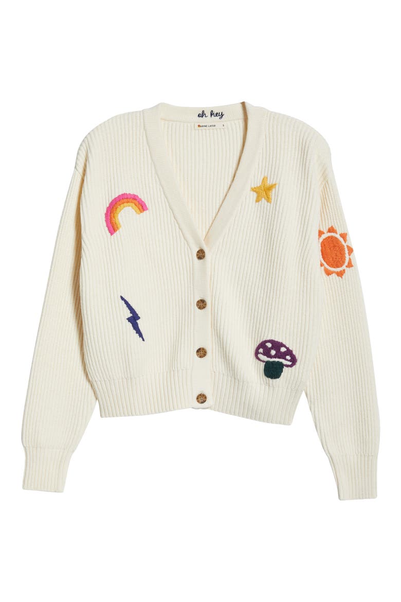 Robin Embroidered Crop Cardigan, Alternate, color, ANTIQUE WHITE