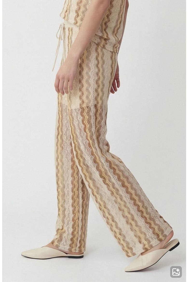 Teresa Open Stitch Stripe Drawstring Pants, Alternate, color, BIRCH PATTERN SILVER MINK GOLD