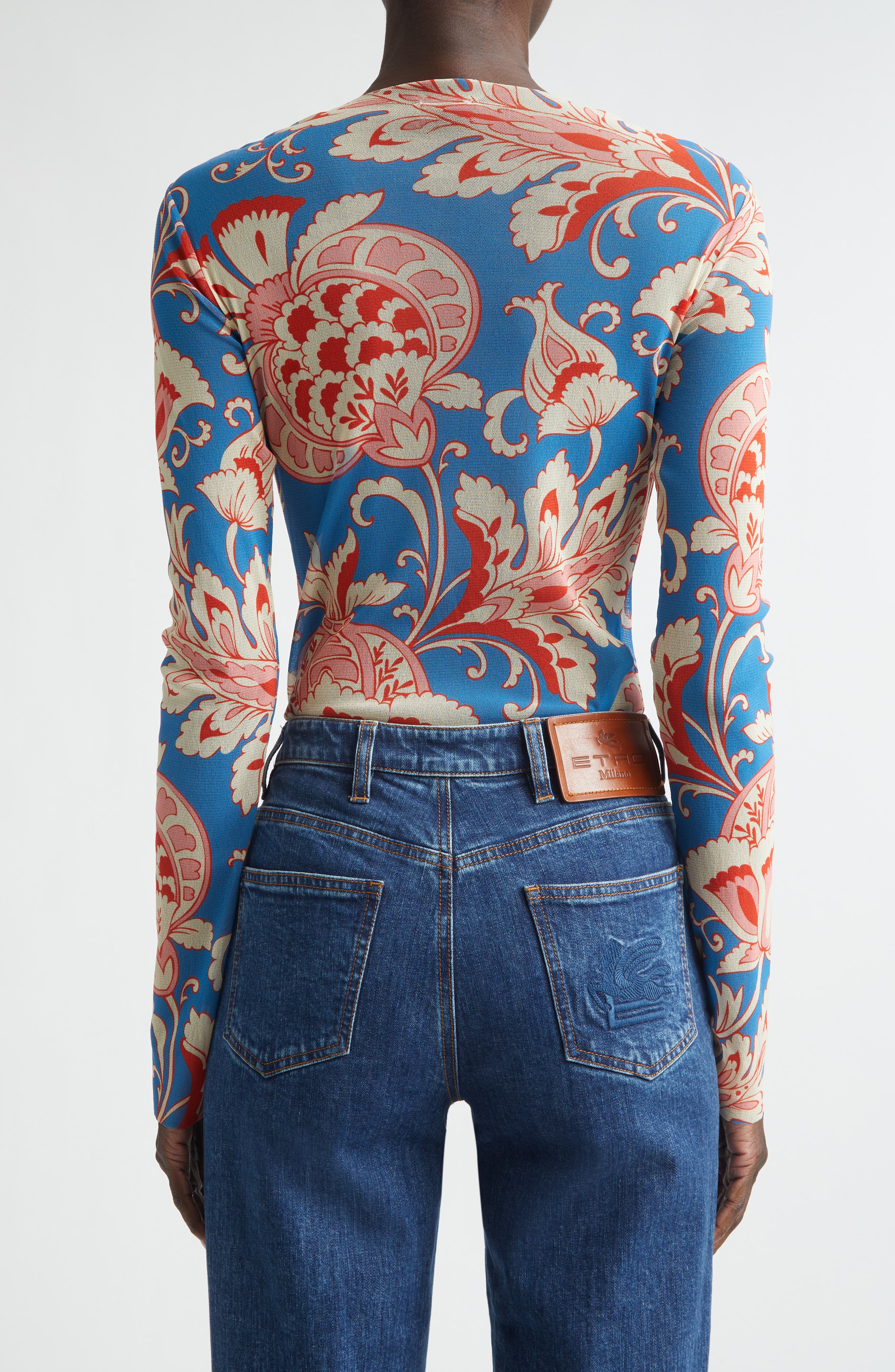 Paisley Print Mesh Top - image 2