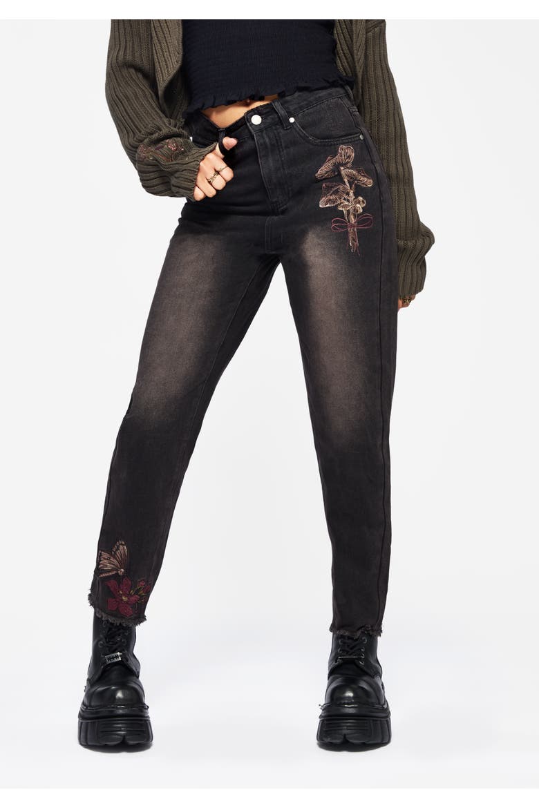 High-Waisted Ankle Jeans, Main, color, Black