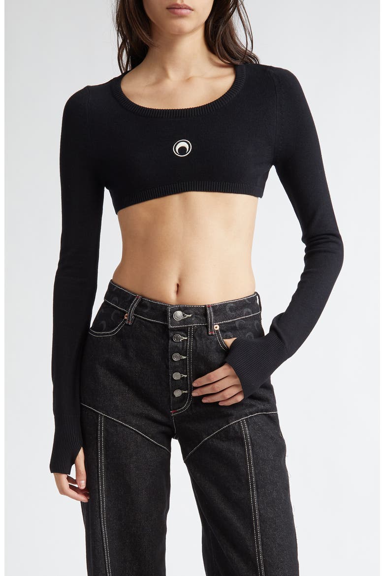 Moon Logo Ultracrop Sweater, Main, color, BLACK