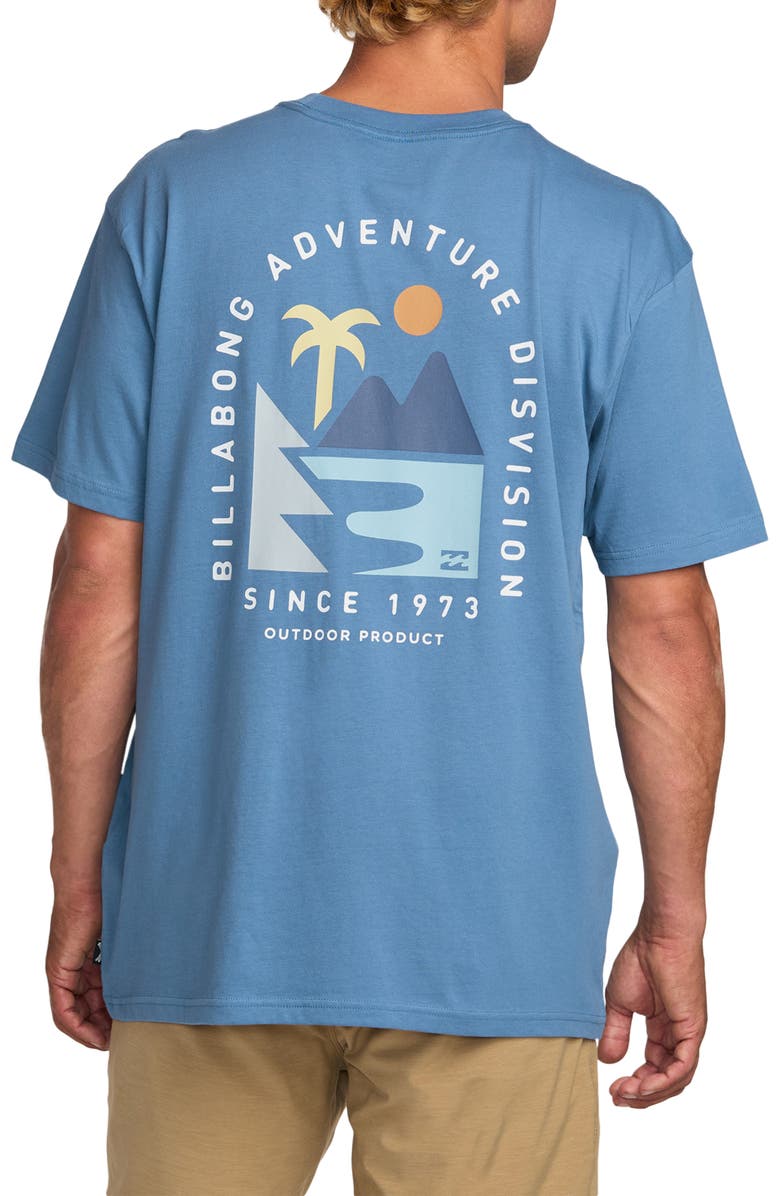 Billabong Sundown Adventure Division Organic Cotton Graphic T-Shirt, Alternate, color, Carolina Blue