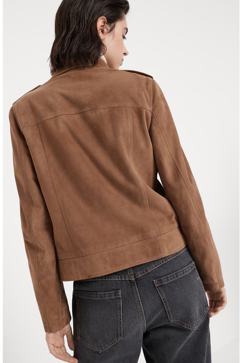 Suede biker jacket, Alternate, color, Brown