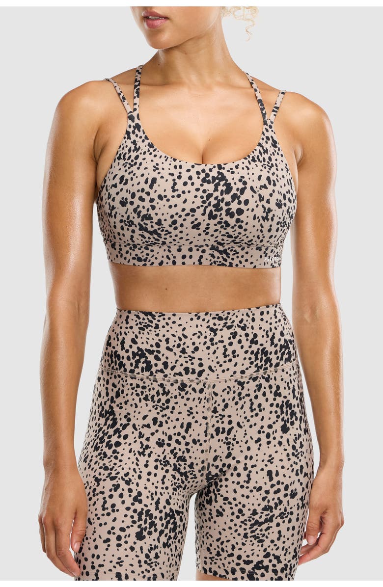 Peloton Cadent Strappy Y Back Bra - Print, Main, color, Sand Animal Print