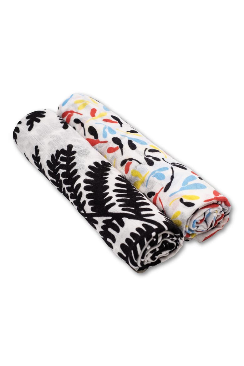 Plant Print 2-Pack Organic Cotton Muslin Squares, Alternate, color, PLANT PRINT MIXED