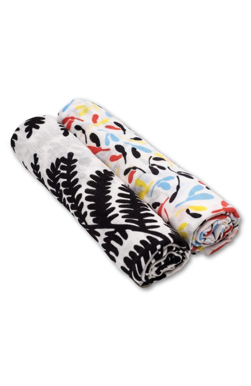 Etta Loves Plant Print 2-pack Organic Cotton Muslin Squares In Plant Print Mixed