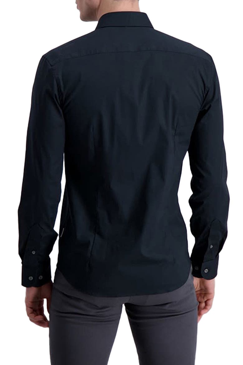 Long Sleeve Stretch Regular Fit Shirt, Alternate, color, BLACK