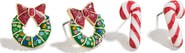 BaubleBar Assorted 2-Pack Mint & Mistletoe Stud Earrings