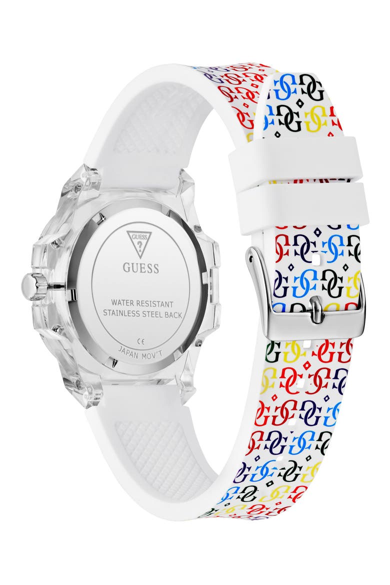 Worn with Pride Rainbow Clear Silicone Strap Watch, 34mm, Alternate, color, MULTI
