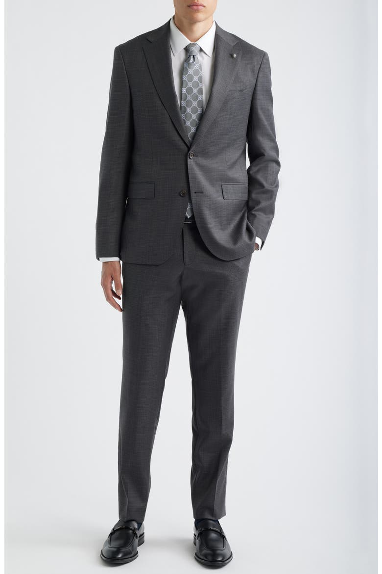 Esprit Contemporary Fit Charcoal Grey Slub Super 120s Wool Suit, Main, color, GREY