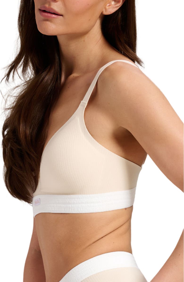 Siella Organic Cotton Rib V-Neck Foam Bra, Alternate, color, Whisper Beige