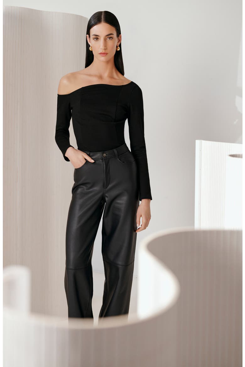 Sylvan One-Shoulder Top, Alternate, color, BLACK