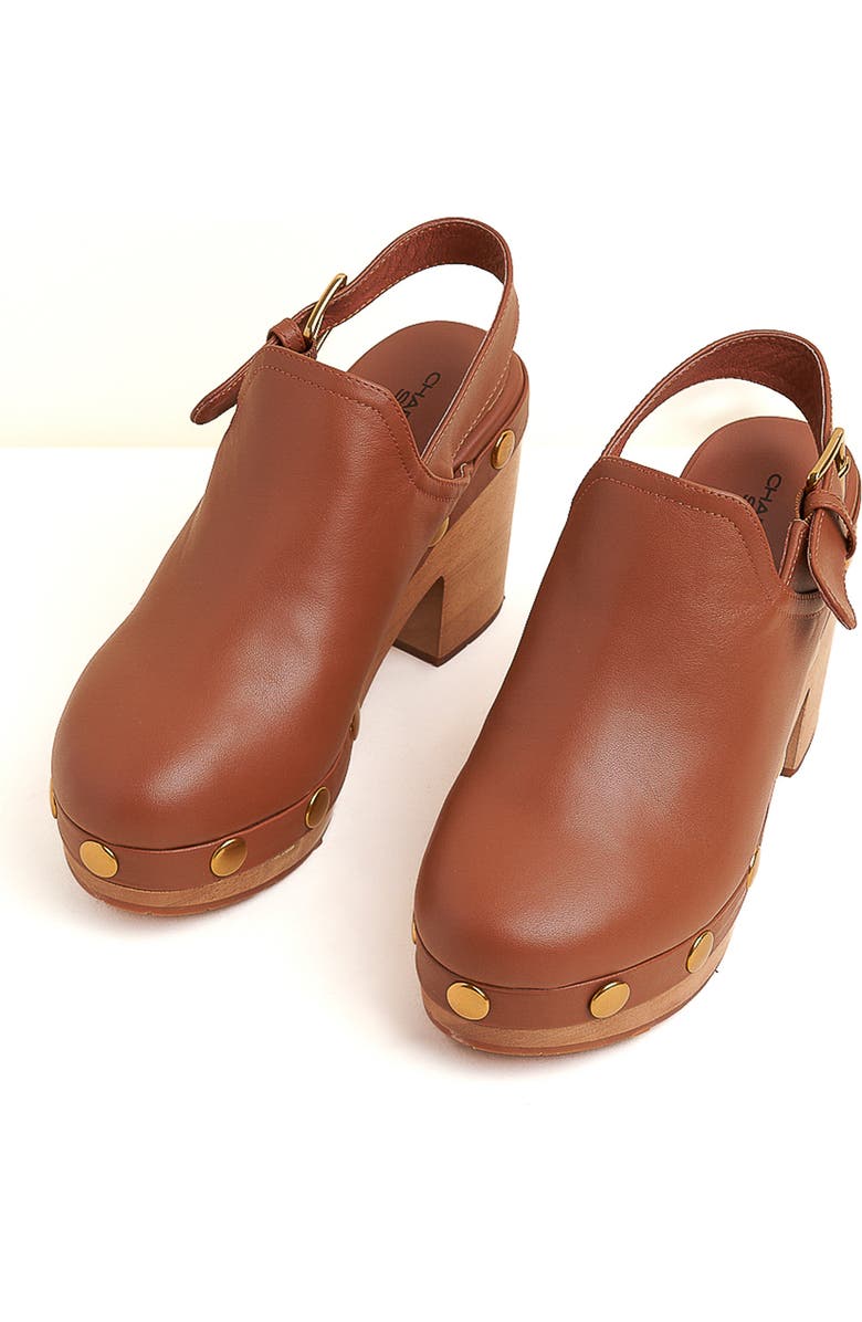 Charlotte Stone Hari Platform Slingback Studded Clog, Main, color, Luggage