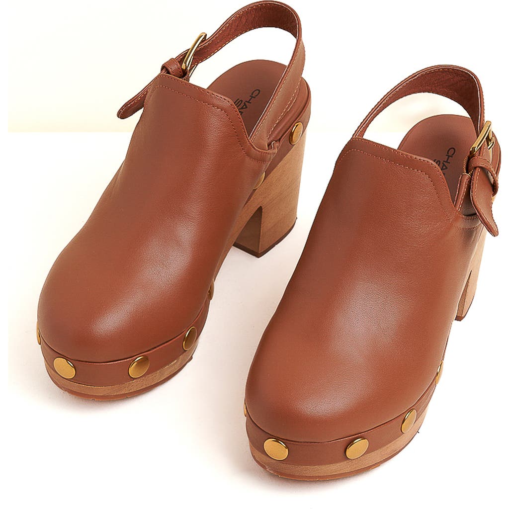 Charlotte Stone Hari Platform Slingback Studded Clog in Luggage at Nordstrom, Size 7