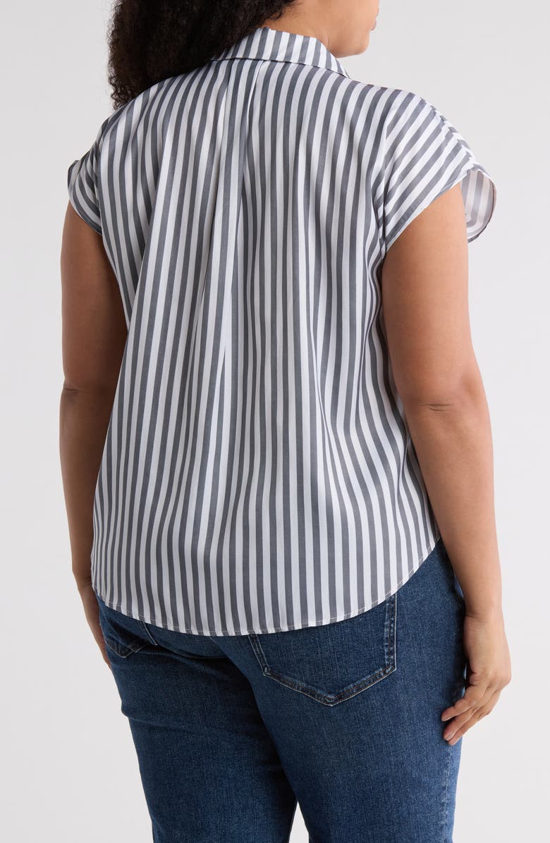 T Tahari Airflow Camp Shirt, Alternate, color, White/ Jet Grey