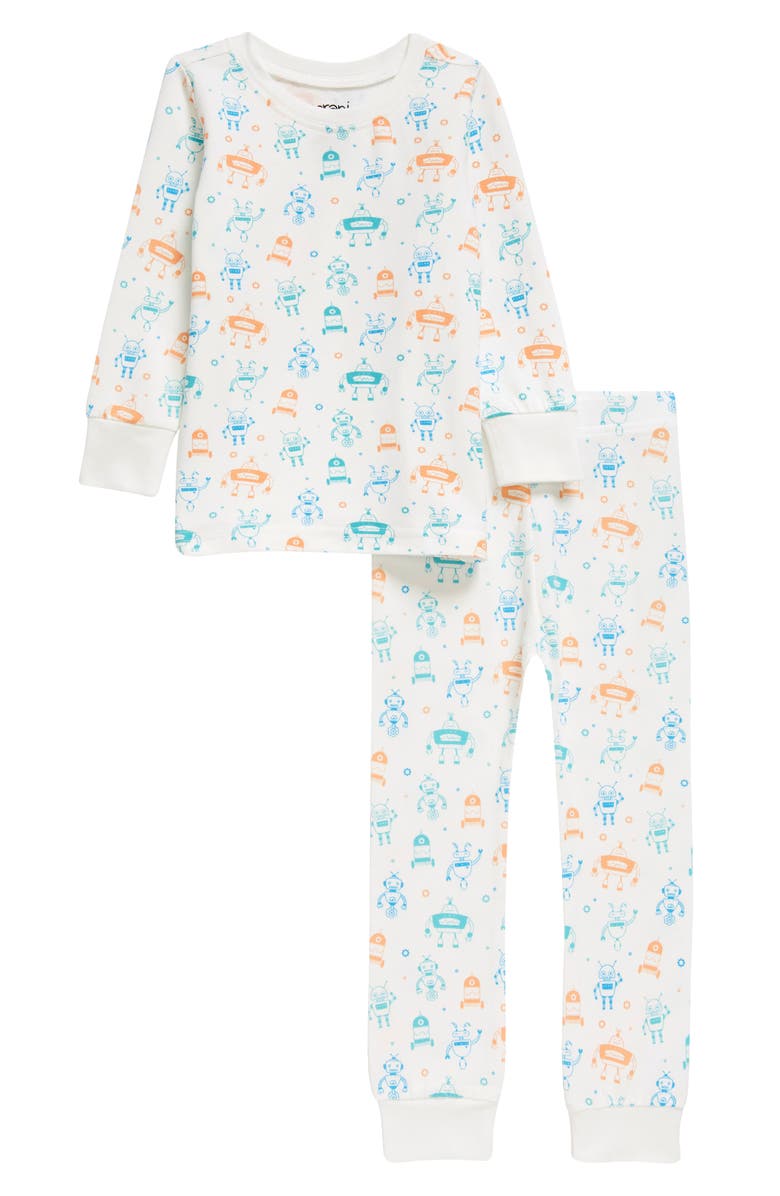 Norani Robots Stretch Organic Cotton Pajamas, Main, color, 