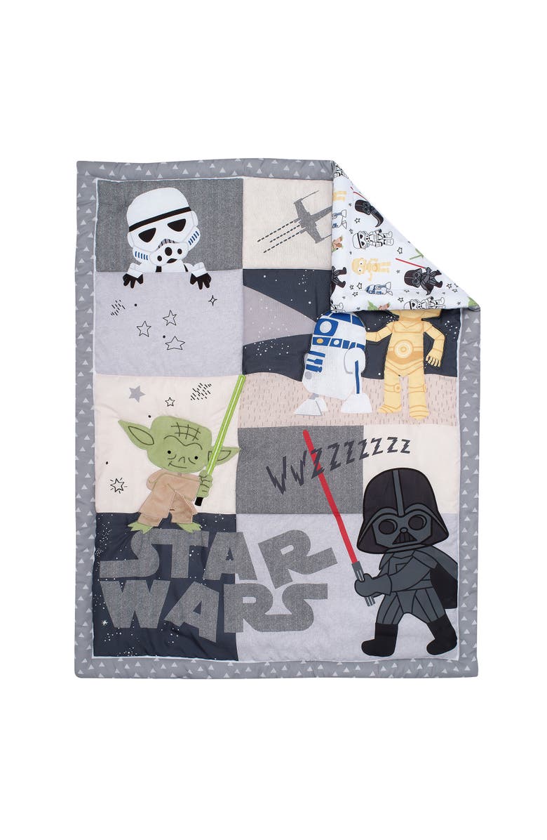 Lambs & Ivy Star Wars Classic 3-Piece Baby Crib Bedding Set - Yoda/Darth Vader, Alternate, color, Multicolor