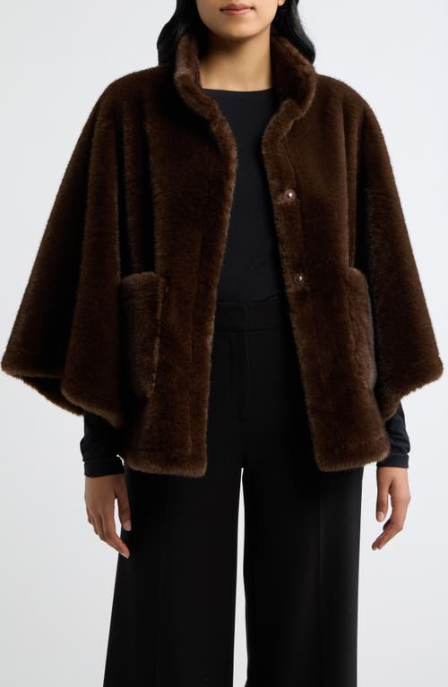Bernardo Faux Fur Poncho In Brown