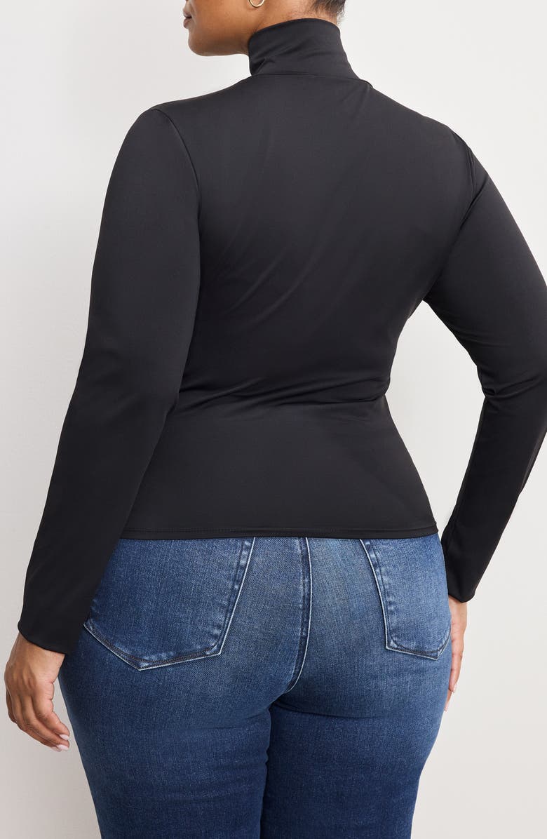 Good American Weightless Turtleneck Top, Alternate, color, Black001