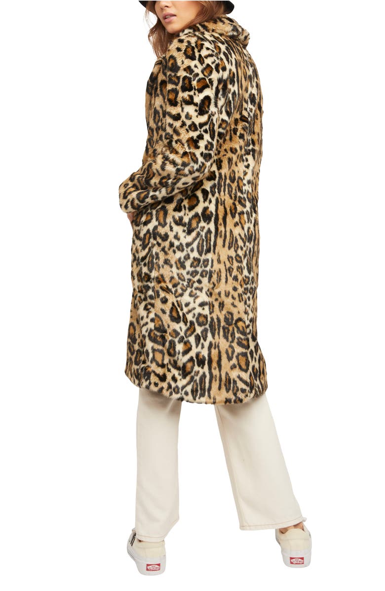 Free People Chloe Leopard Faux Fur Duster Jacket, Alternate, color,