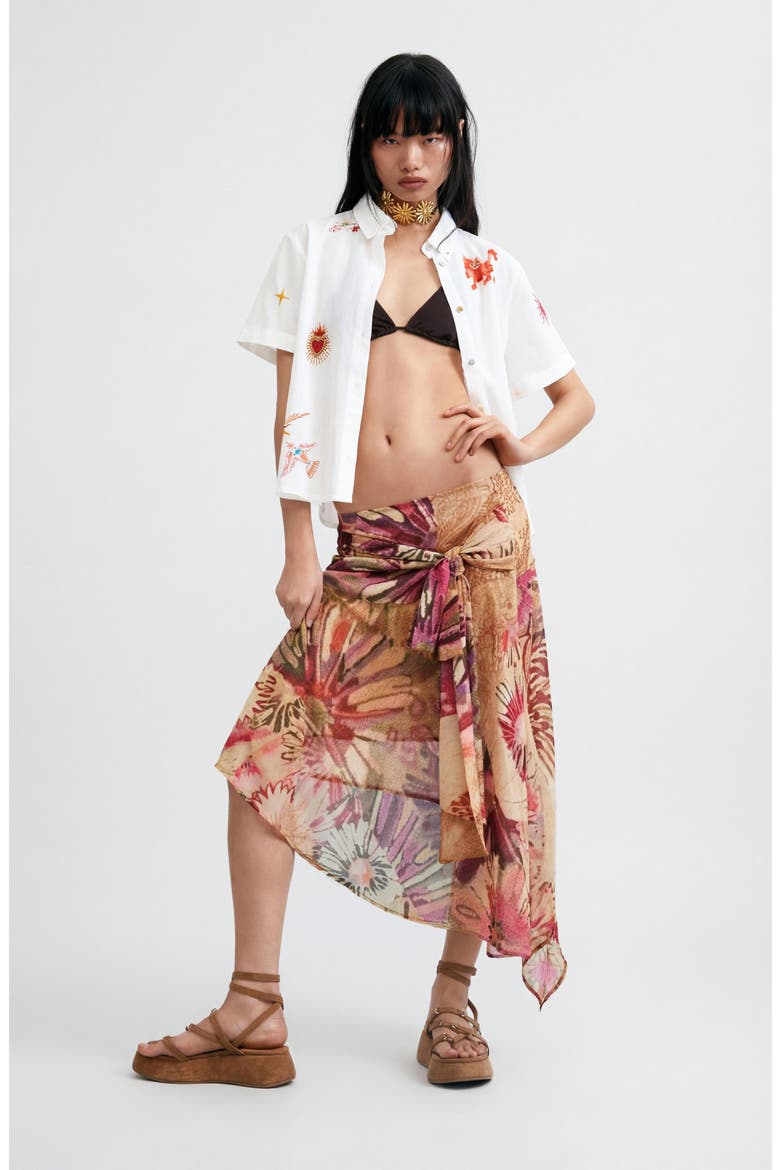 Beaded Appliqué Woven Shirt, Alternate, color, WHITE