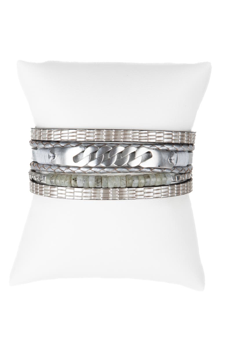 SAACHI Chain Leather Bracelet, Alternate, color,