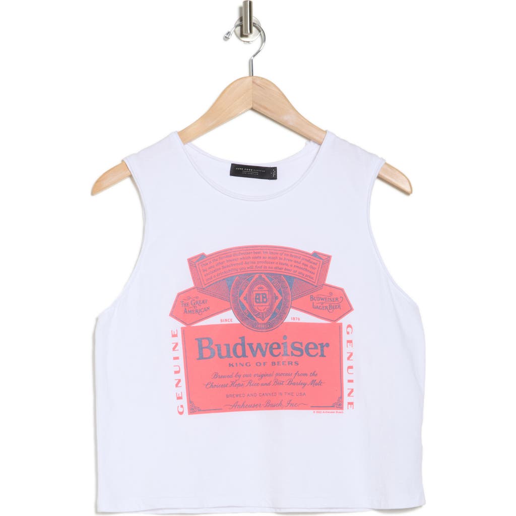 Junk Food Budweiser Label Cotton Muscle Tank In Vintage White