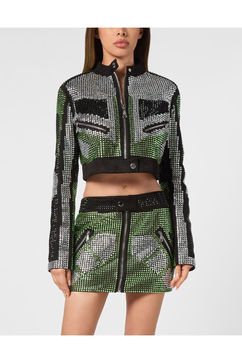 Leather Biker Women, Main, color, green