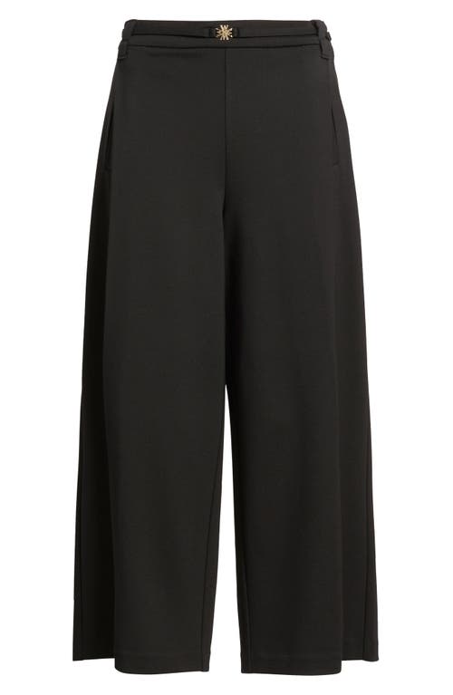 Wit & Wisdom Skyrise Pleated Belted Cropped Wide Leg Trousers In Black