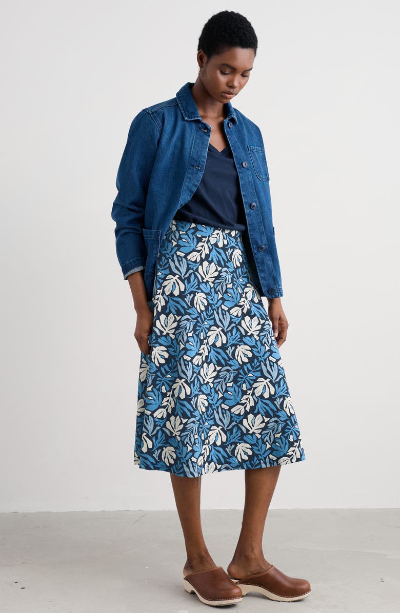 Seasalt Cornwall Rose A-Line Stretch Organic Cotton Midi Skirt, Alternate, color, Cut Out Seaweed Maritime