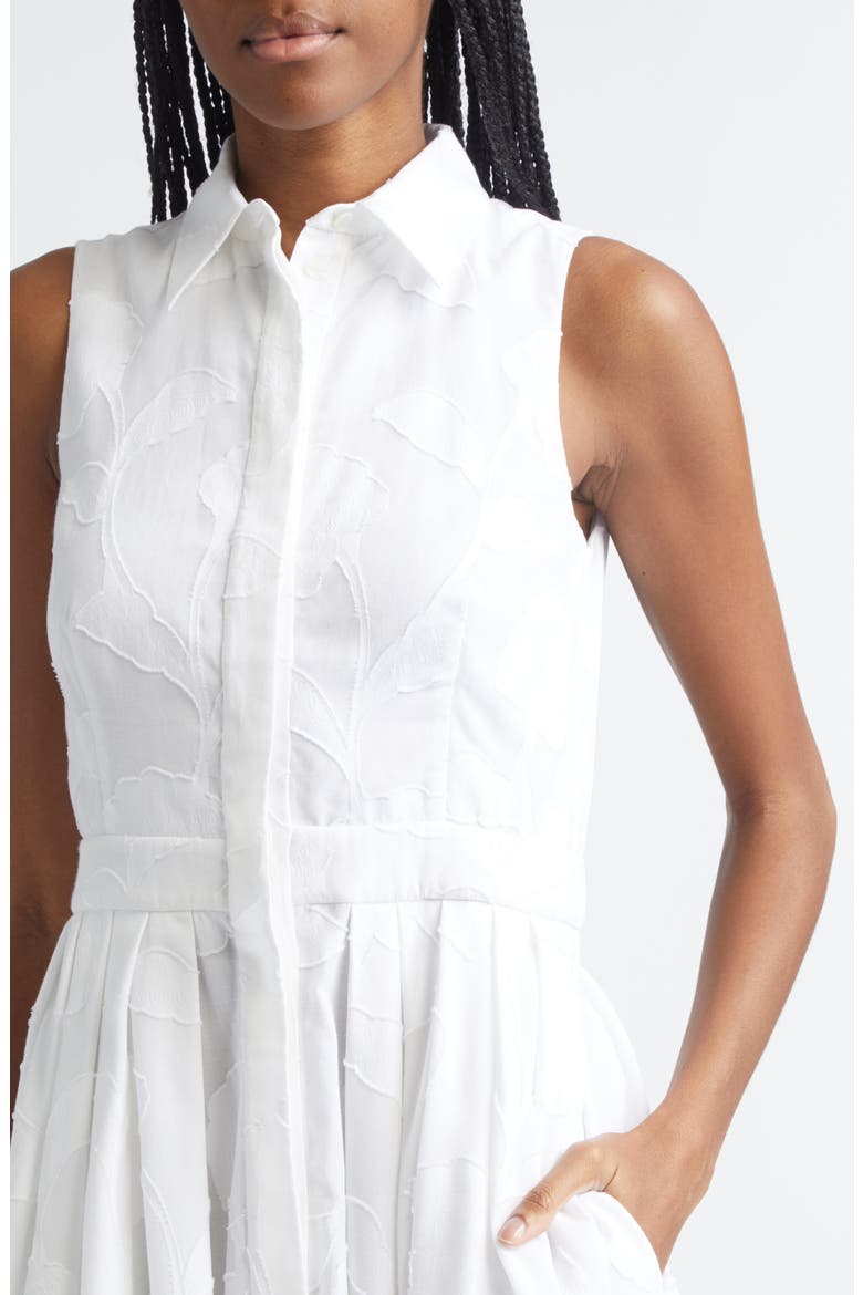 Sleeveless Cotton Jacquard Shirtdress, Alternate, color, OPTIC WHITE