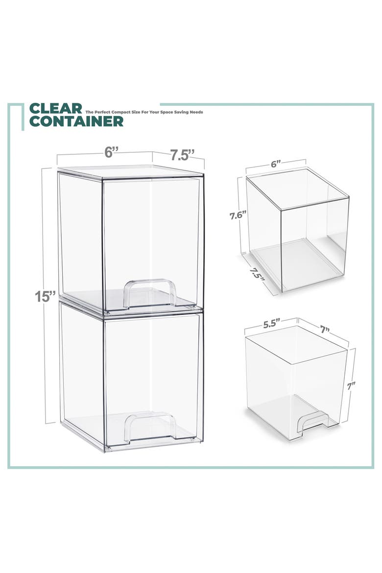 2-Piece Tall Stackable Clear Organizer Set, Alternate, color, NO COLOR