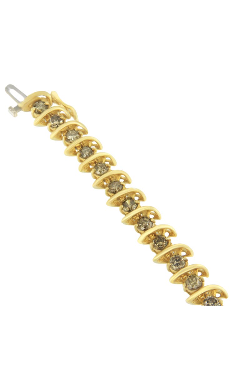 14K Yellow Gold Round-Cut Diamond 'S' Bracelet, Alternate, color, Yellow