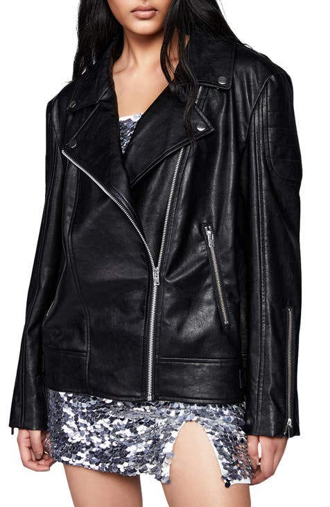 Oversize Faux Leather Biker Jacket