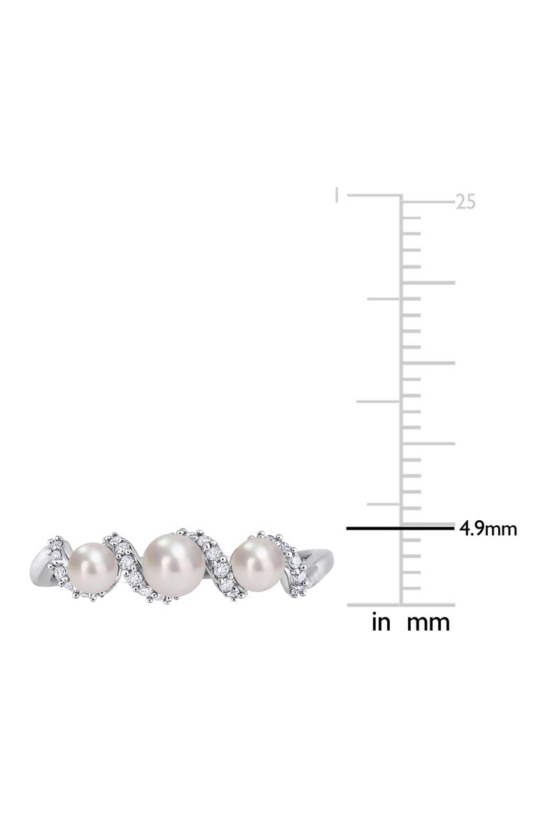 14K White Gold 3.5–4mm Cultured Freshwater Pearl & Diamond Ring - 0.10ct., Alternate, color, WHITE