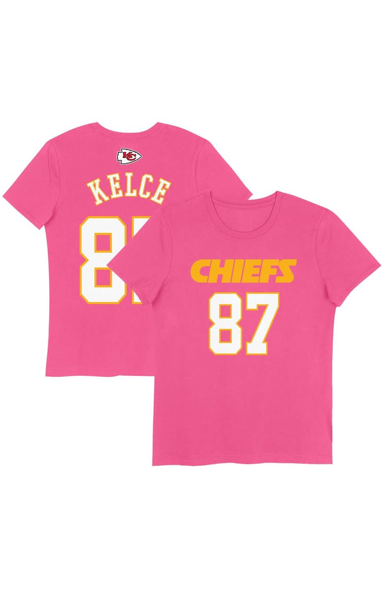 Nike Girls Youth Travis Kelce Pink Kansas City Chiefs Player Name & Number T-Shirt, Main, color,