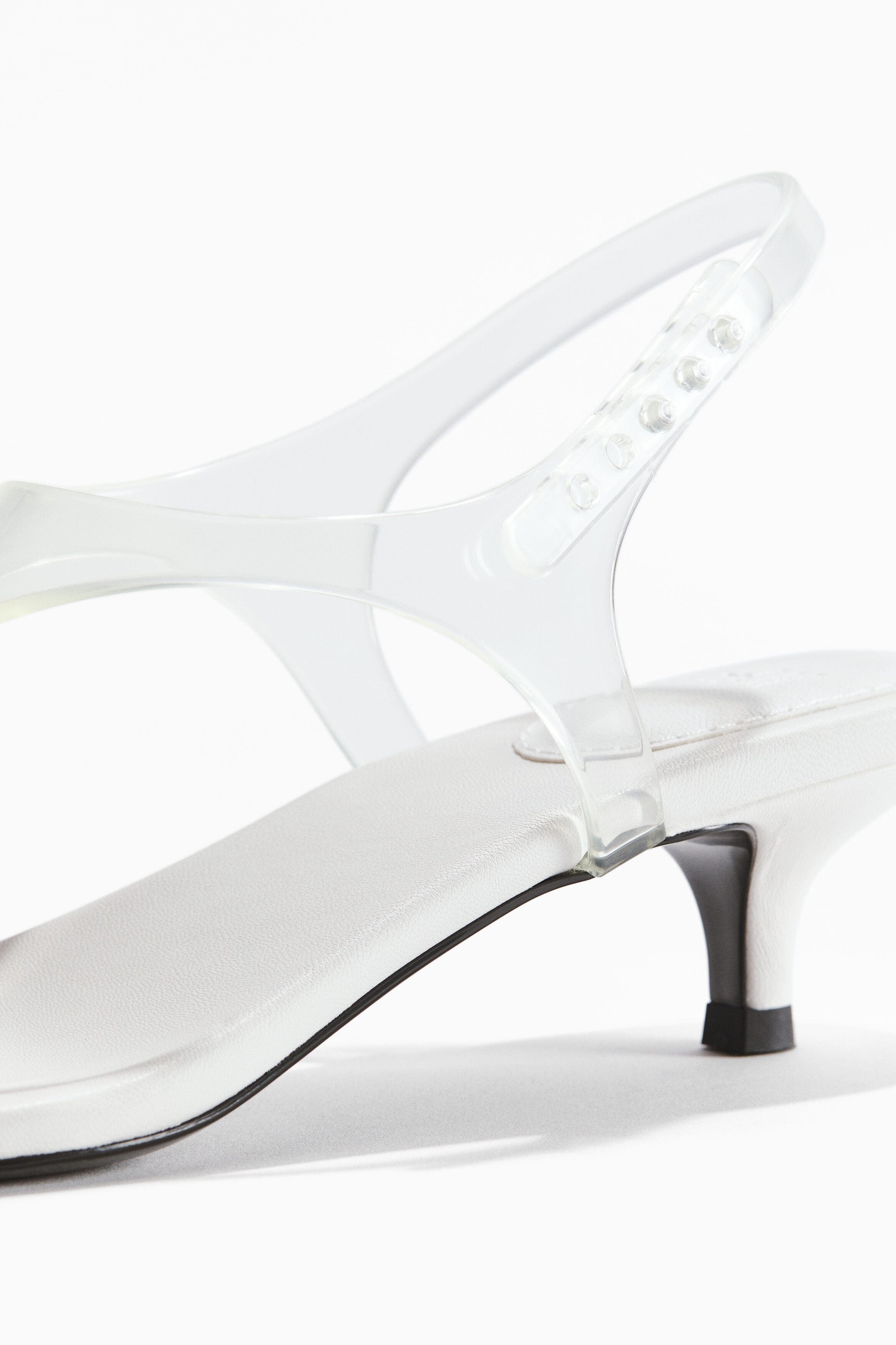 H&M Kitten-heeled Sandals, Alternate, color, White/Transparent