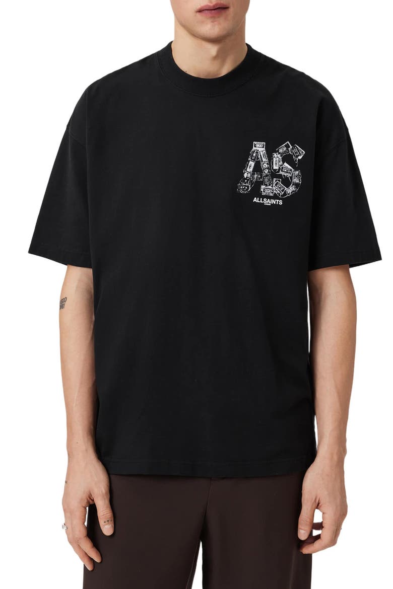 Mixtape Cotton Graphic T-Shirt, Main, color, JET BLACK