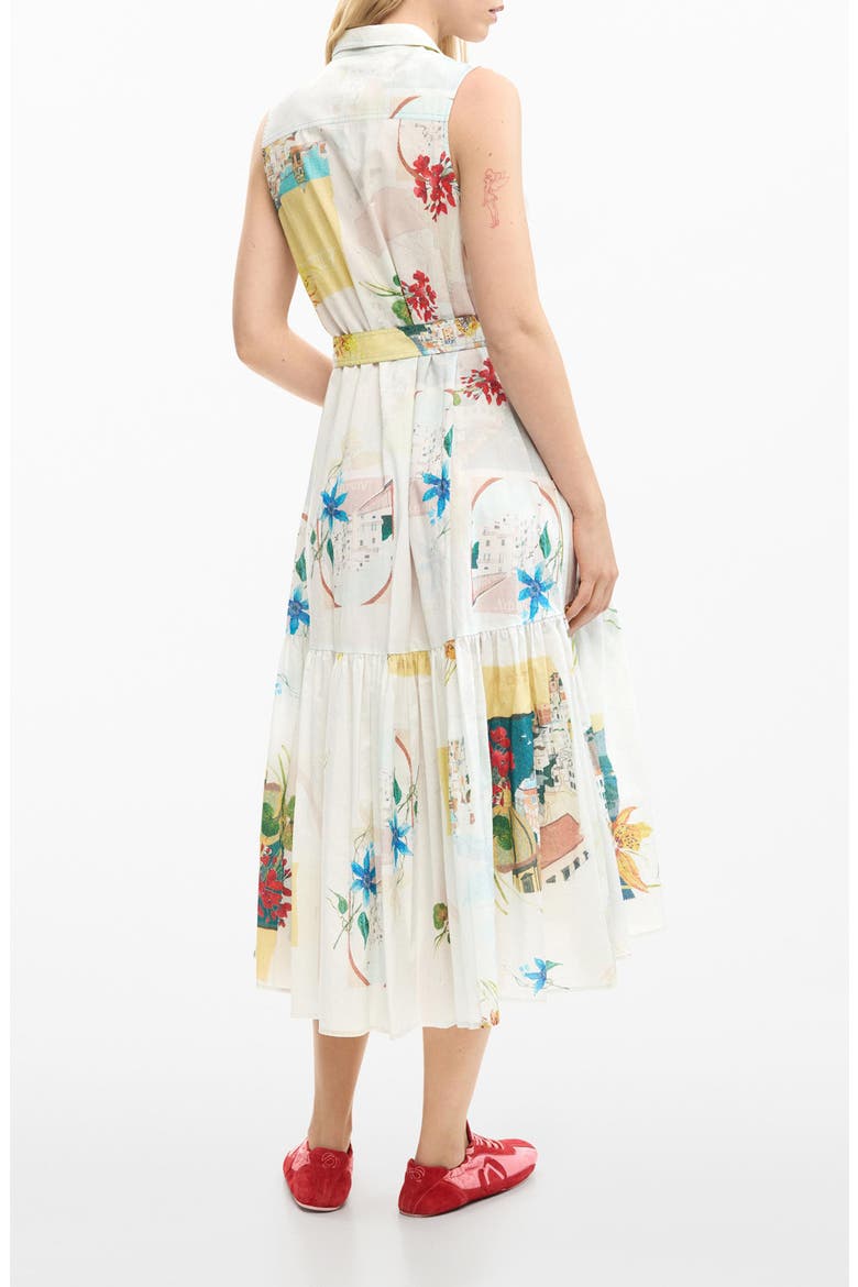 Postcard Print Sleeveless Shirtdress, Alternate, color, LIGHT BLUE