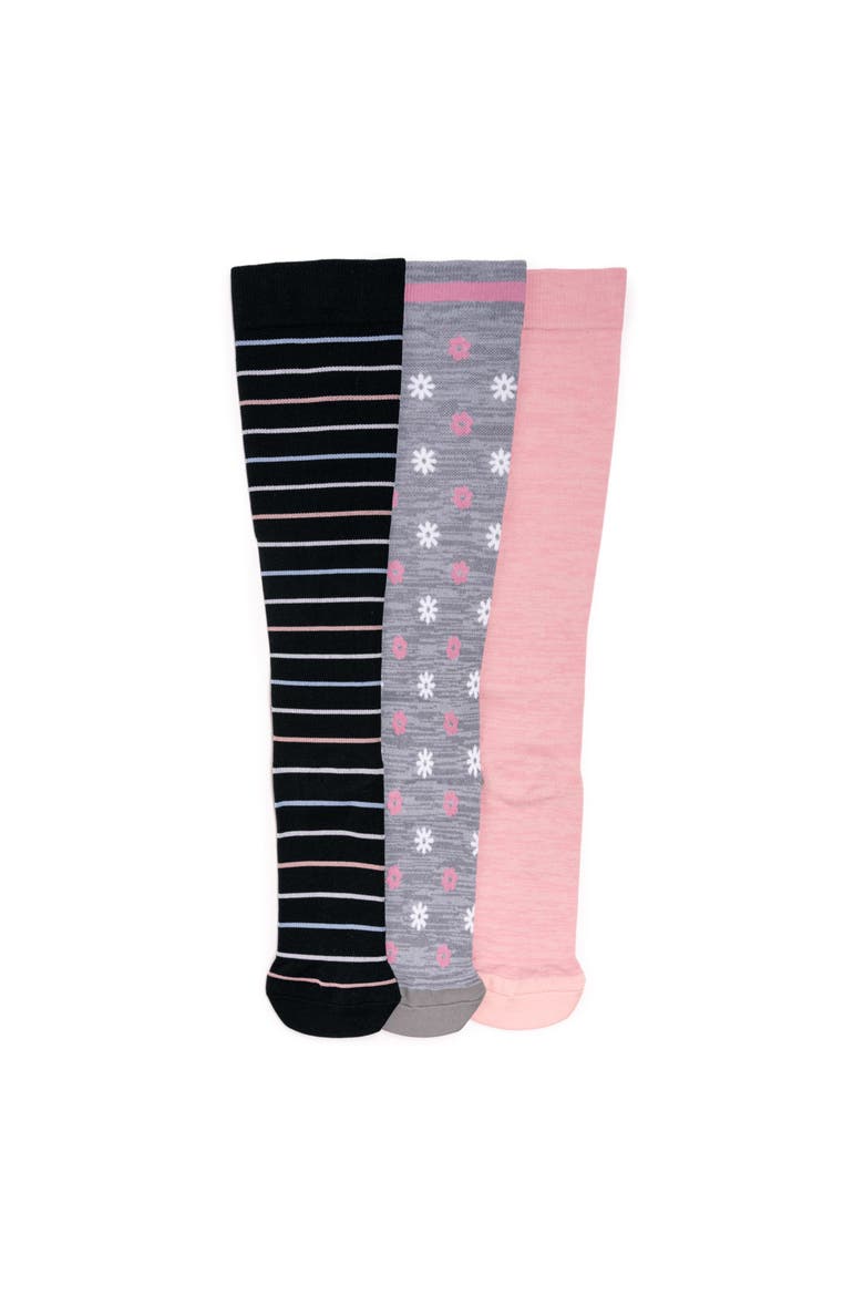 Nylon Compression Knee-High Socks 3 Pair Pack, Main, color, Pink Multi