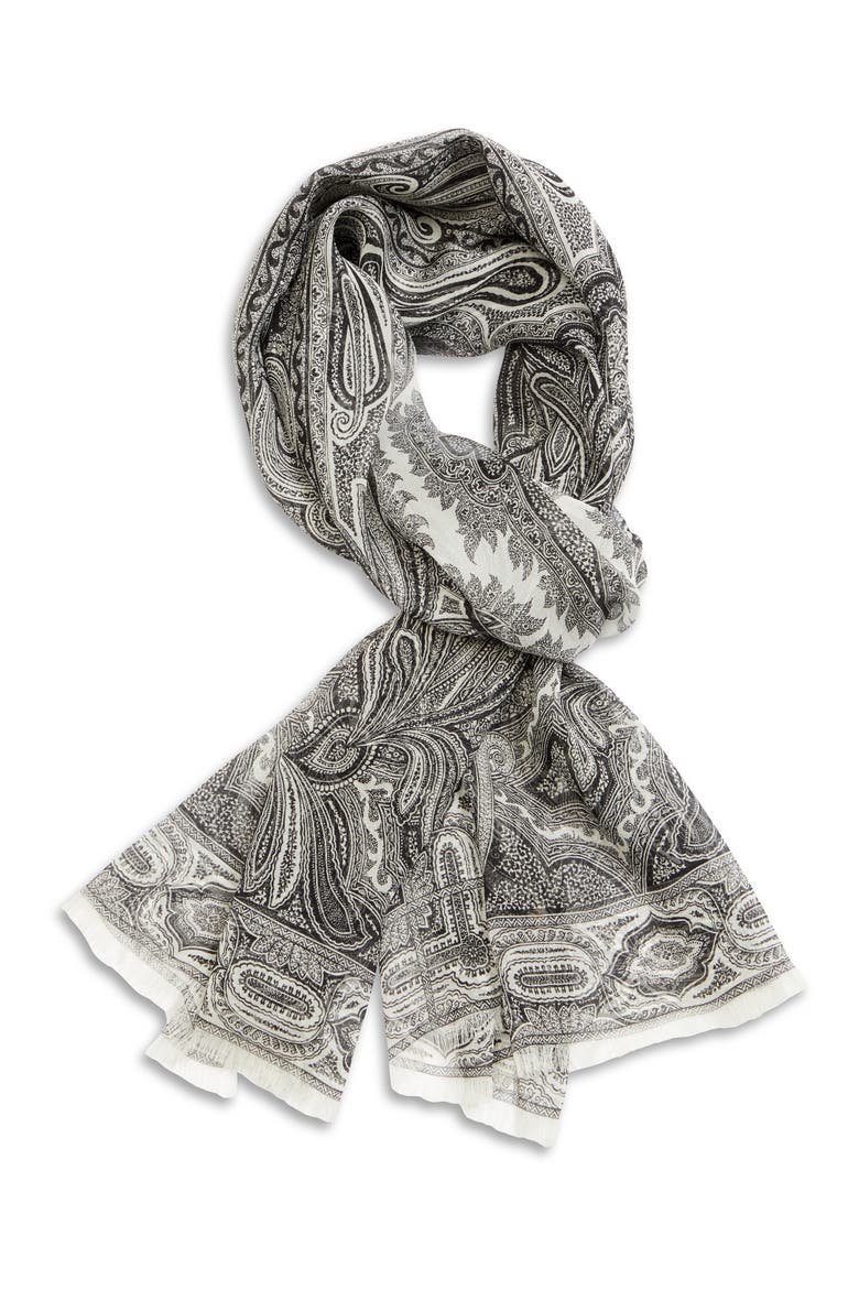 Sciarpa Delhy Silk Scarf, Alternate, color, WHITE