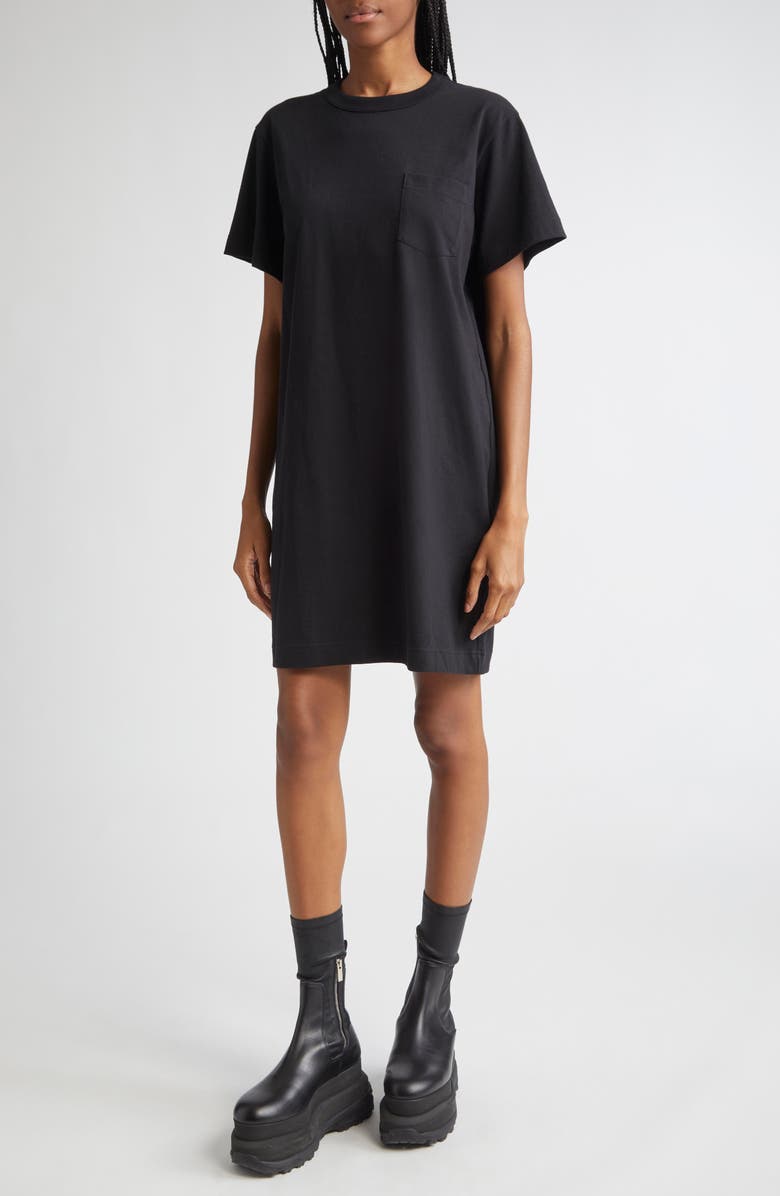 Sacai Floral Print Slipdress Overlay T-Shirt Dress, Alternate, color, Black/ Navy