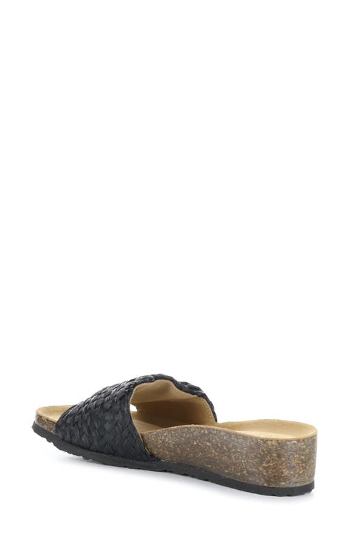 Bos. & Co. Luni Crisscross Slide Sandal In Black Rafia