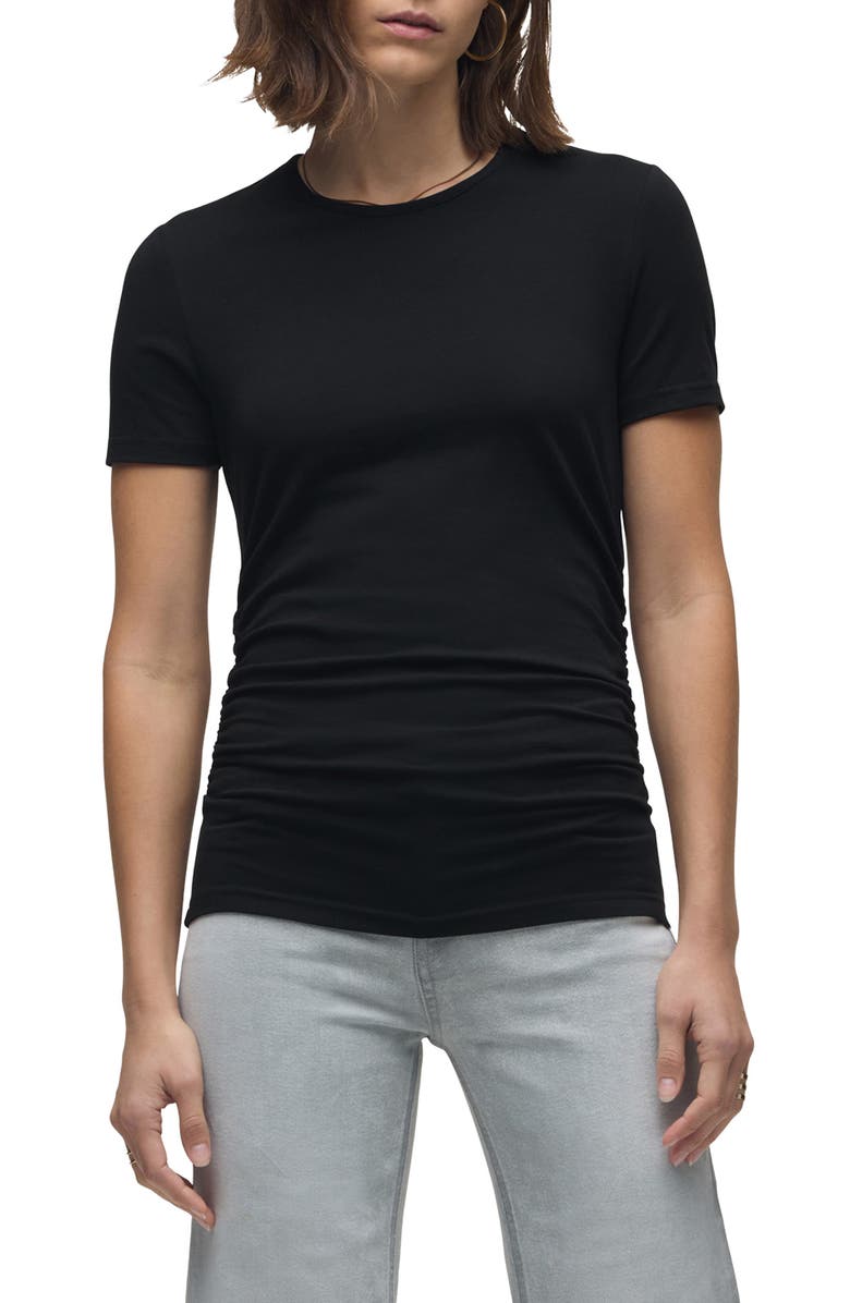 Hudson Jeans Ruched Crewneck Stretch Cotton T-Shirt, Main, color,