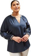 Live Unlimited Long Sleeve Embroidered Blouse