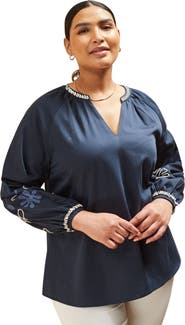 Live Unlimited Long Sleeve Embroidered Blouse