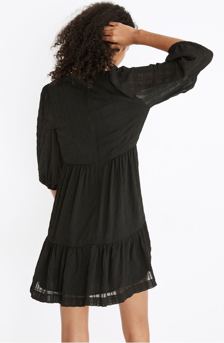 Madewell Puff Sleeve Ruffle Hem Minidress, Alternate, color,