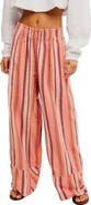 Free People Days End Stripe Wide Leg Linen Pants