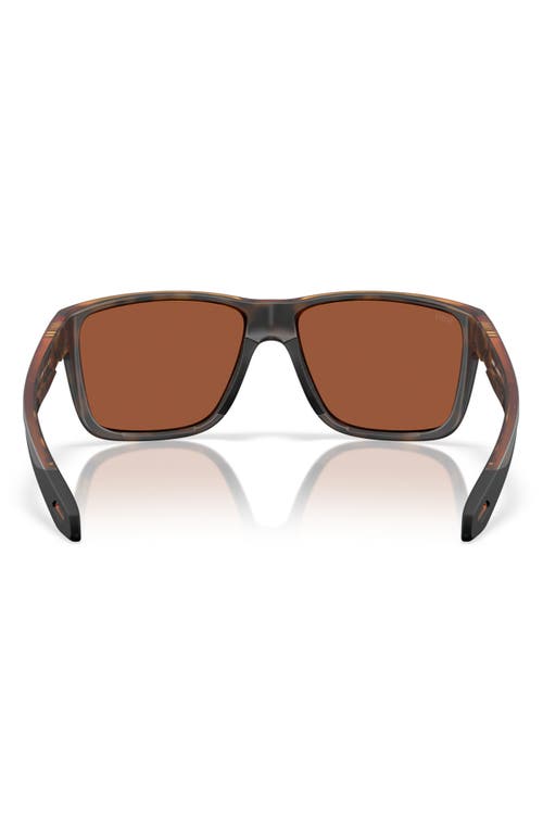 Costa Del Mar Broadbill Ii 58mm Polarized Rectangular Sunglasses In Matte Tortoise/green