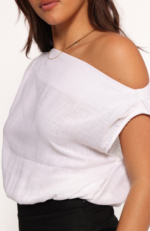Petal And Pup Petal & Pup Zara One-shoulder Cotton & Linen Bubble Top In White